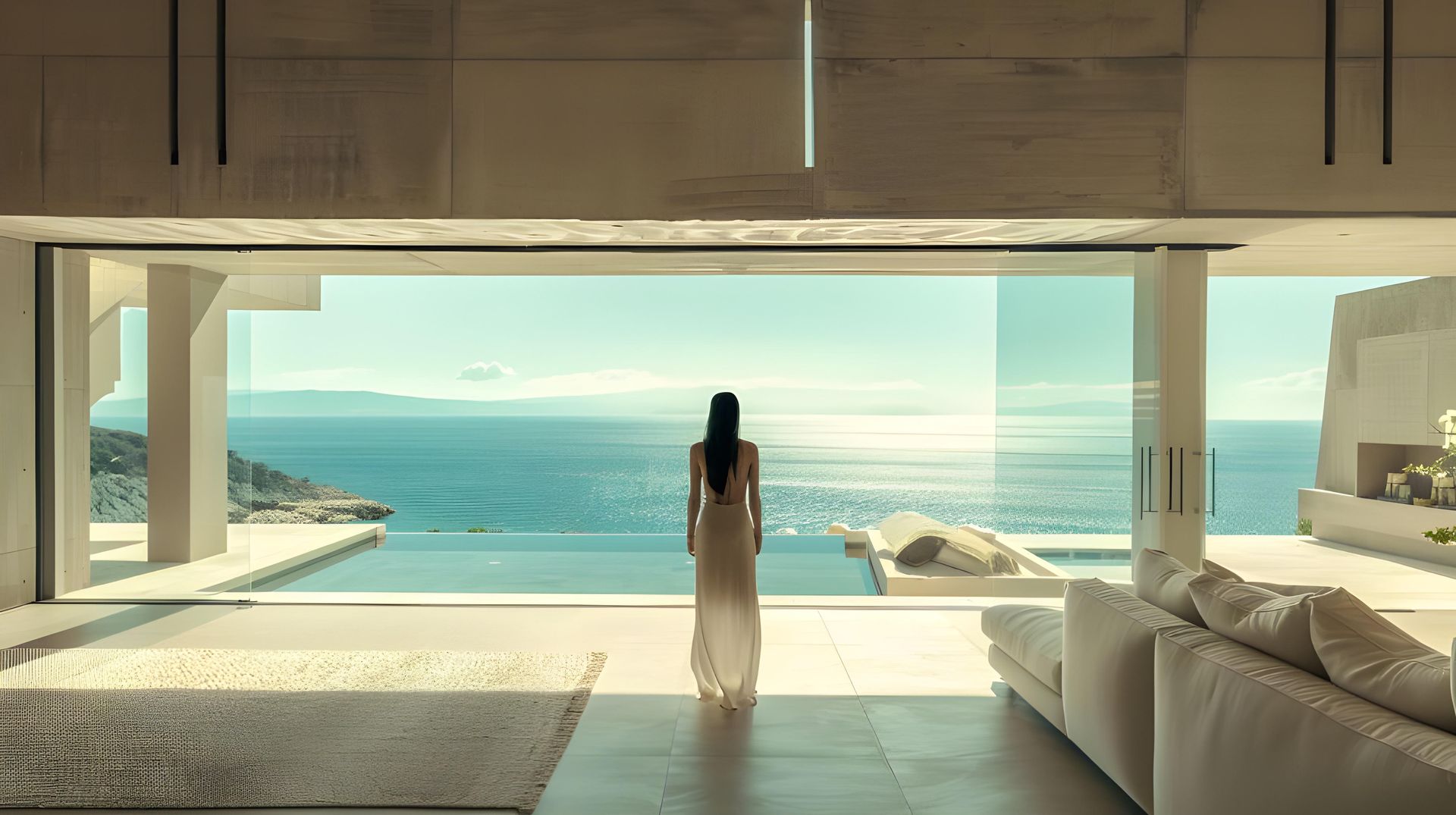 Living room opening to the sea in a Costa Blanca villa